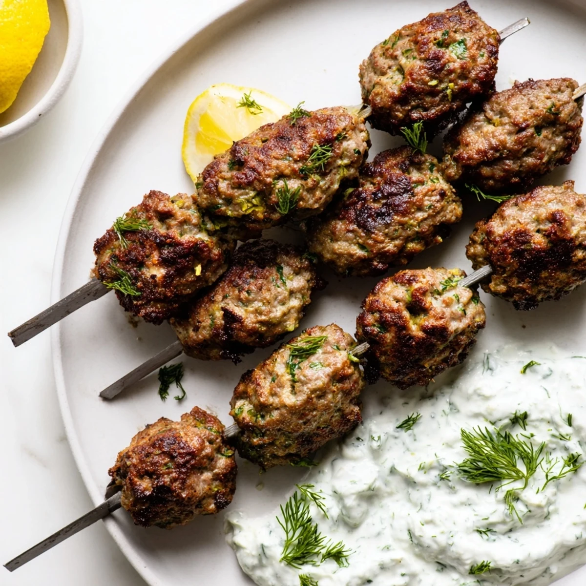Beef Kofta Kebabs Cucumber Yogurt