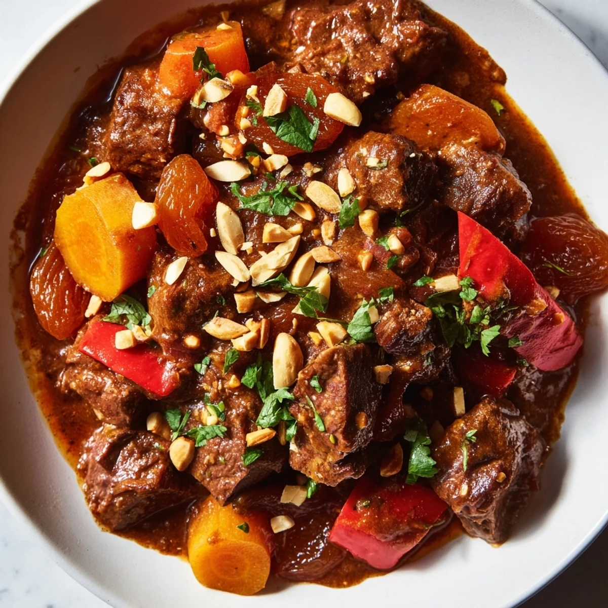 Fragrant and flavorful Slow Cooker Moroccan Lamb Tagine, simmered low and slow, perfect for a cozy dinner.