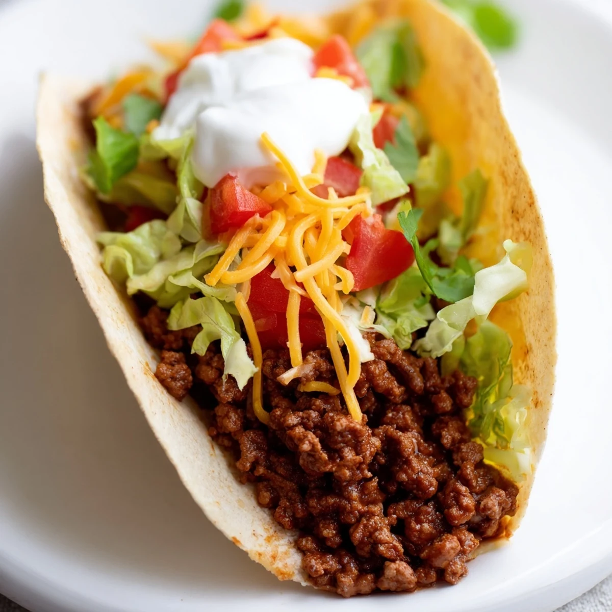 Sizzling skillet of Beef Tacos with Homemade Taco Seasoning, featuring melted cheddar and fresh toppings, ready to be enjoyed on a casual weeknight.
