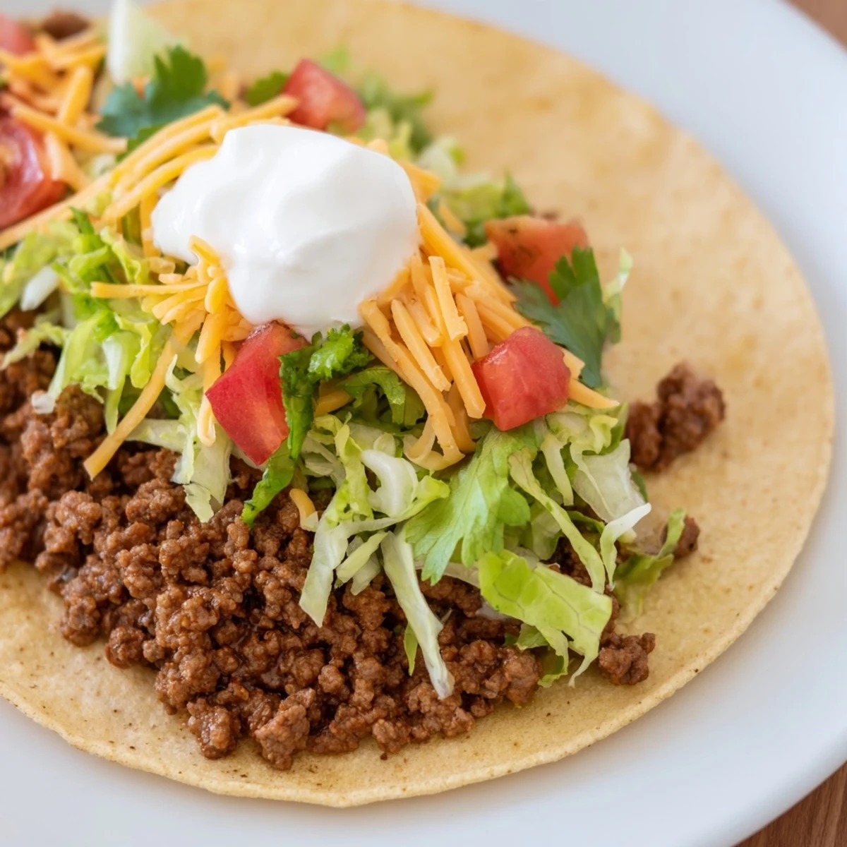 Golden Beef Tacos with Homemade Taco Seasoning are garnished with fresh cilantro and lime wedges, served alongside diced tomatoes for a zesty bite. 