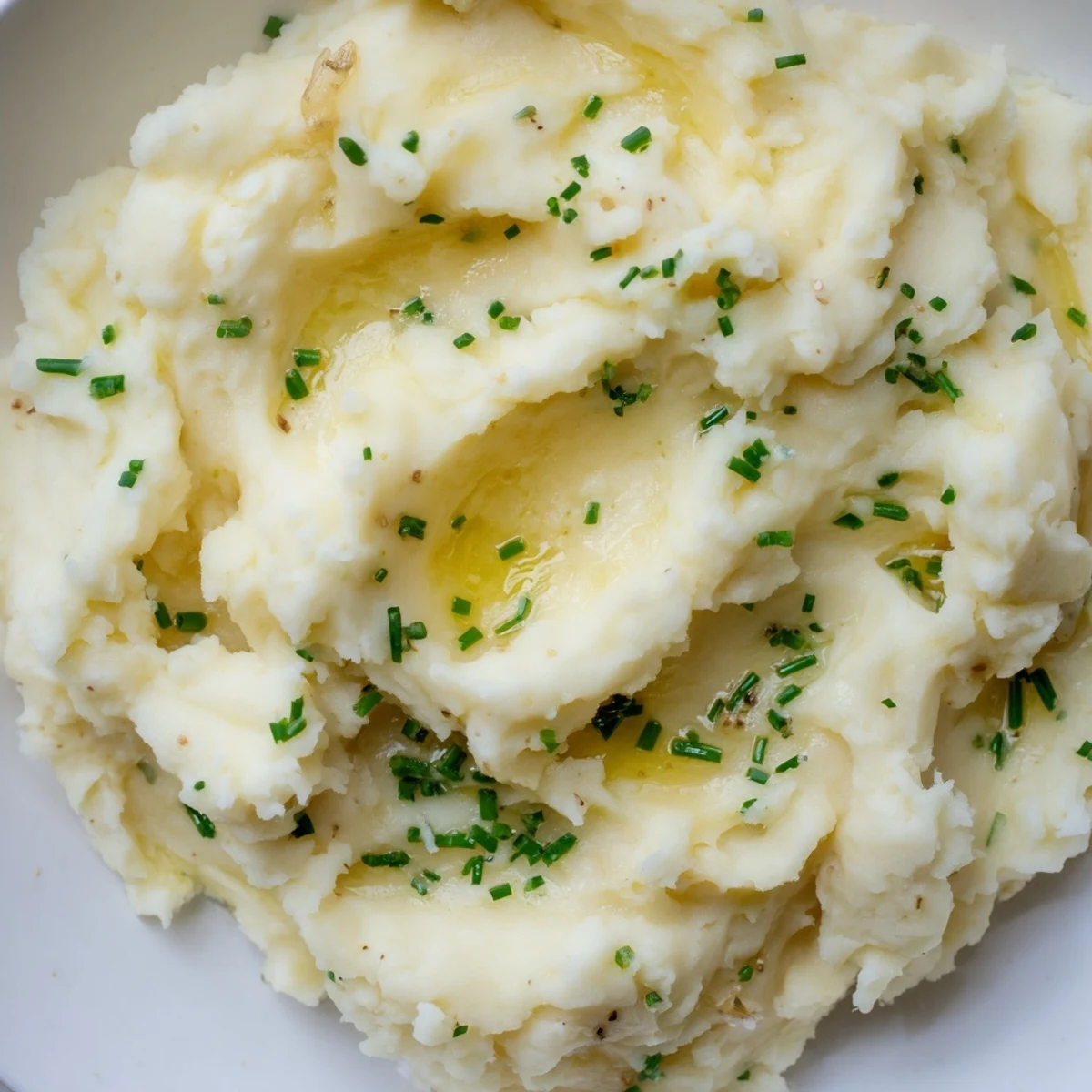 Steam rises from a serving of Roasted Garlic Mashed Potatoes, showing a smooth consistency perfect for pairing with steak.