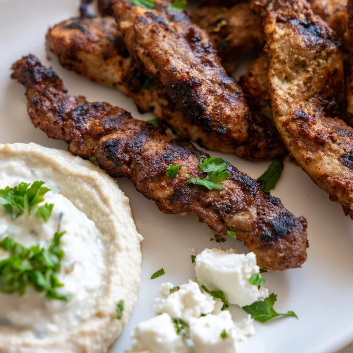 Fresh pita bread and crumbled feta cheese surround the Mediterranean Dish Platter.