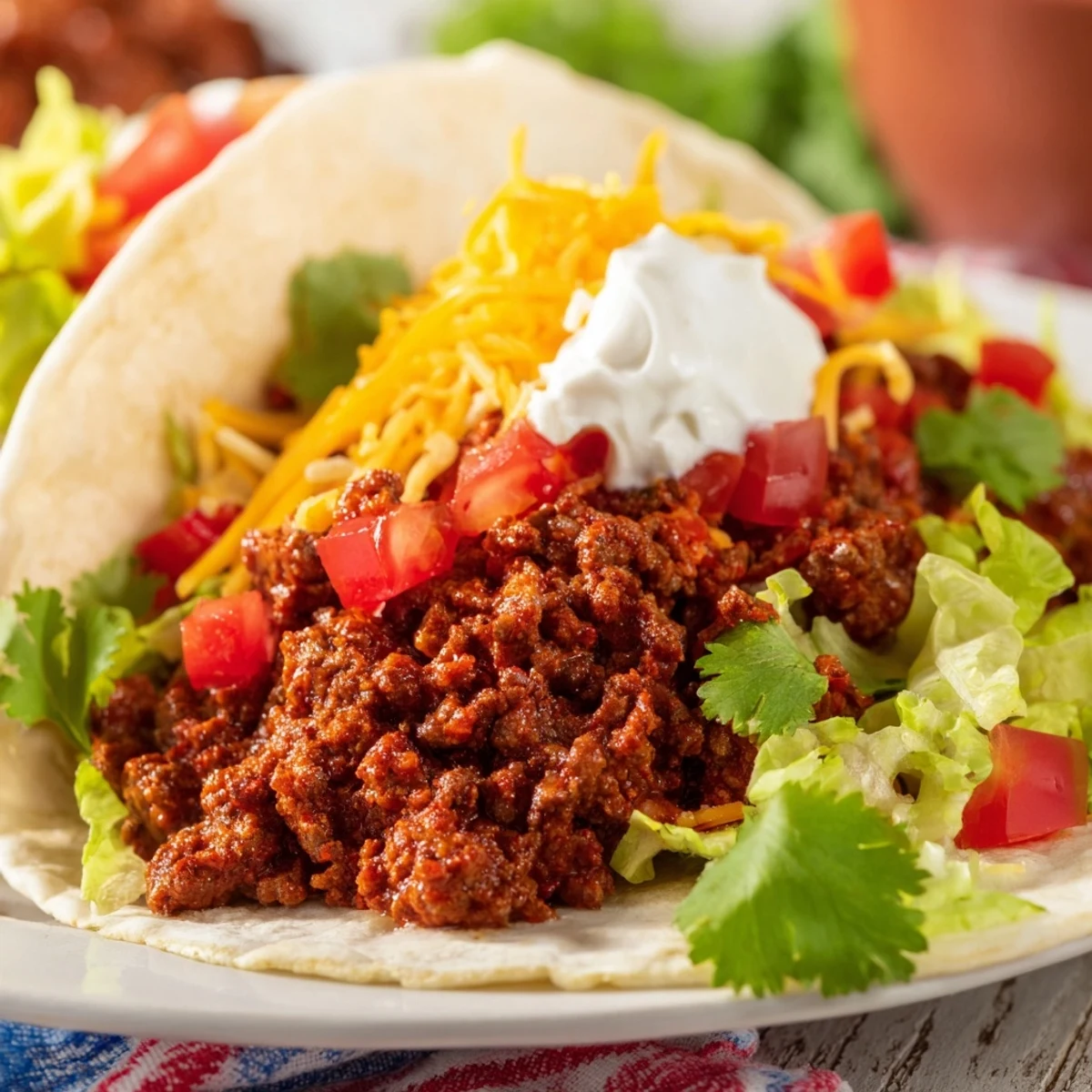 Golden-brown, juicy ground beef simmered with smoky homemade taco seasoning is spooned into warm corn tortillas for these irresistible Beef Tacos with Homemade Seasoning.