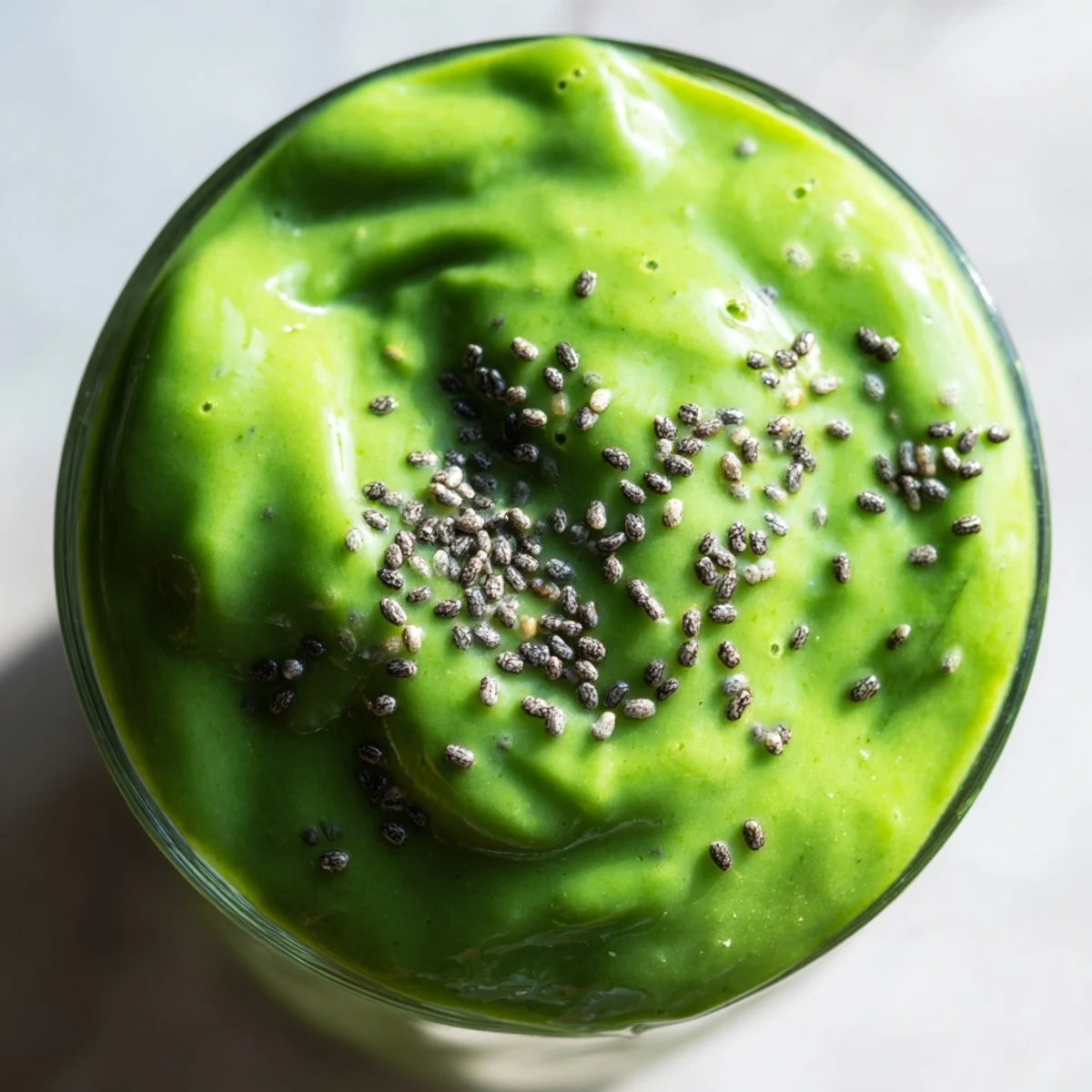 Frosted glasses of Shamrock Green Smoothie with Spinach and Banana, vibrant and creamy, garnished with fresh mint.