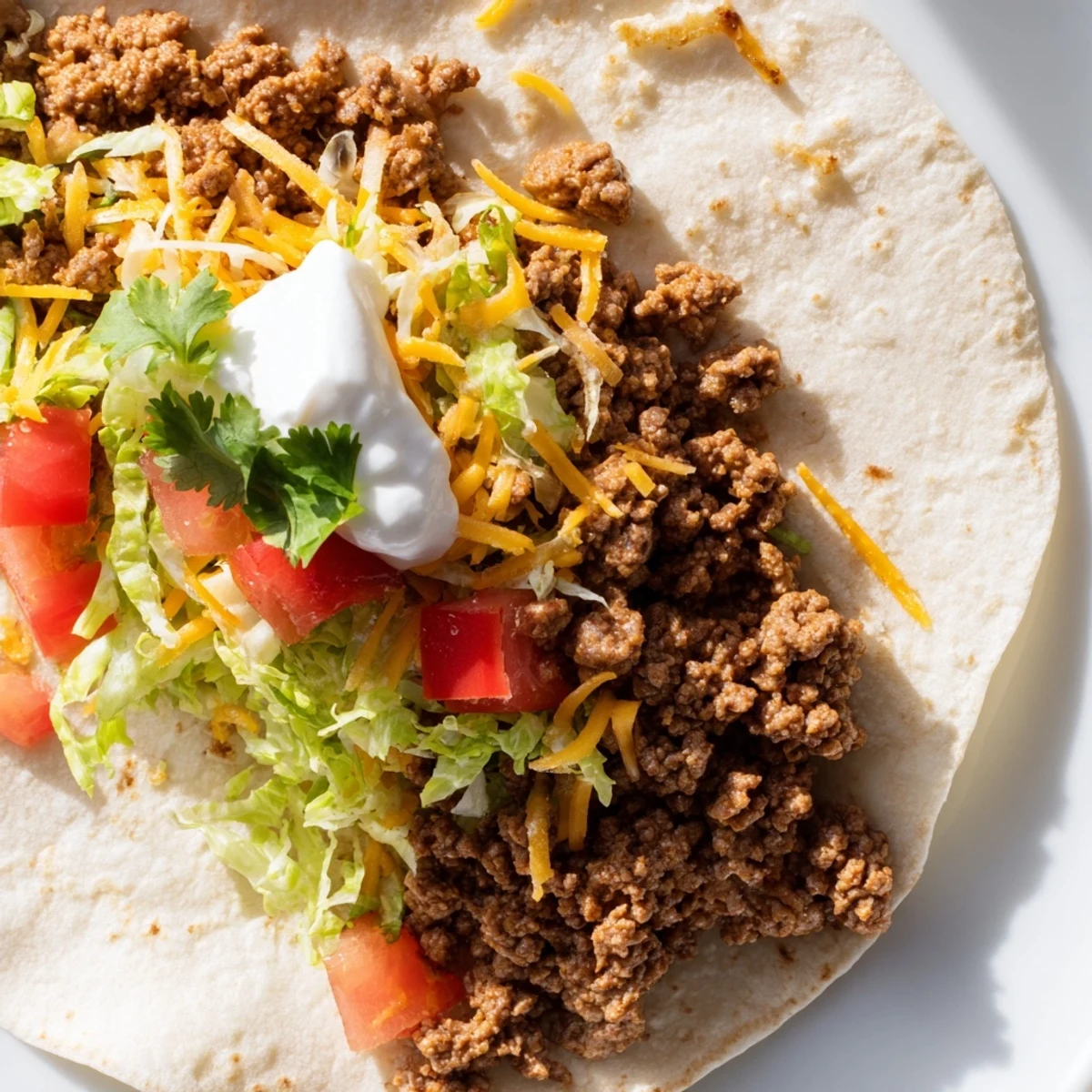 Tender, seasoned beef nestled in warm, pillowy flour tortillas, topped with fresh lettuce, cheese, and lime for a classic Mexican-inspired meal.
