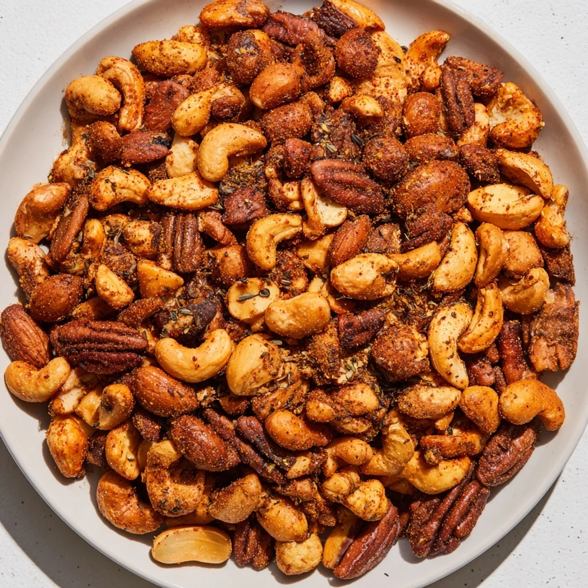 Golden, aromatic Spicy Nuts Mix with Cajun Seasoning cooling on a wire rack, featuring a crunchy texture perfect for a gluten-free Southern-style treat.