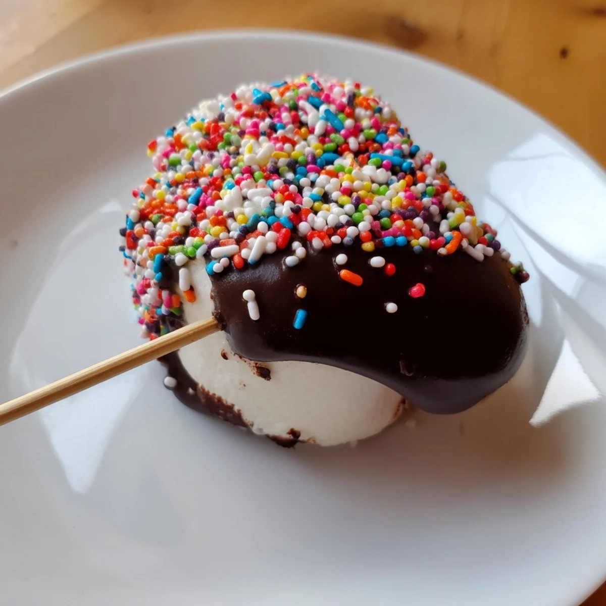 Festive Dipped Marshallows with Sprinkles on a dessert table, ready to serve at a party with colorful decorations.