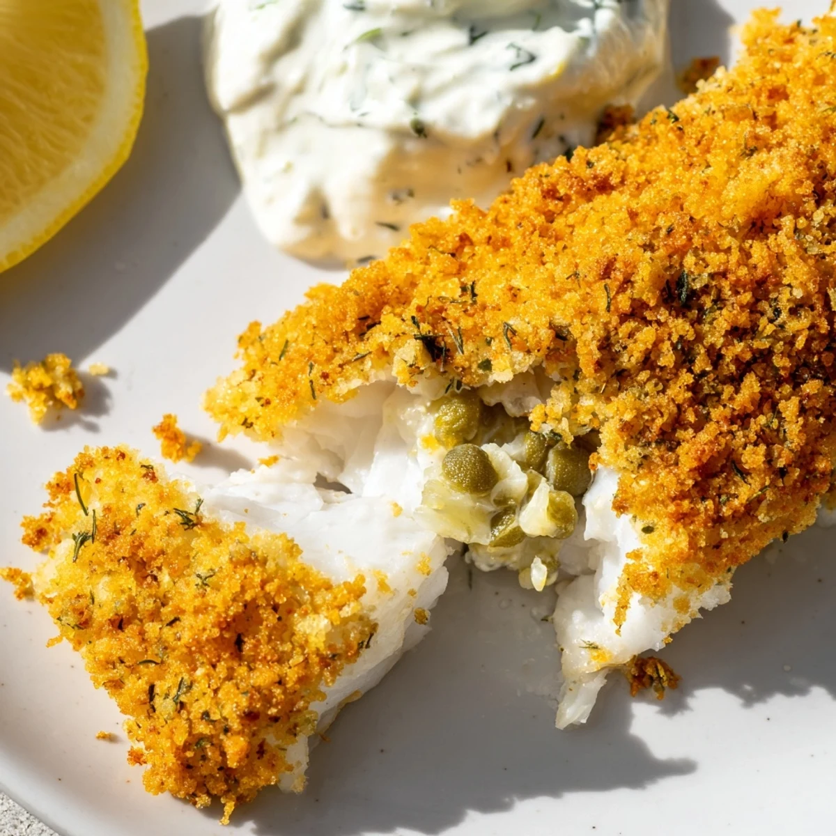 Homemade Fish Fry with Tartar Sauce served hot with fries, showcasing golden breading and creamy tartar dip.