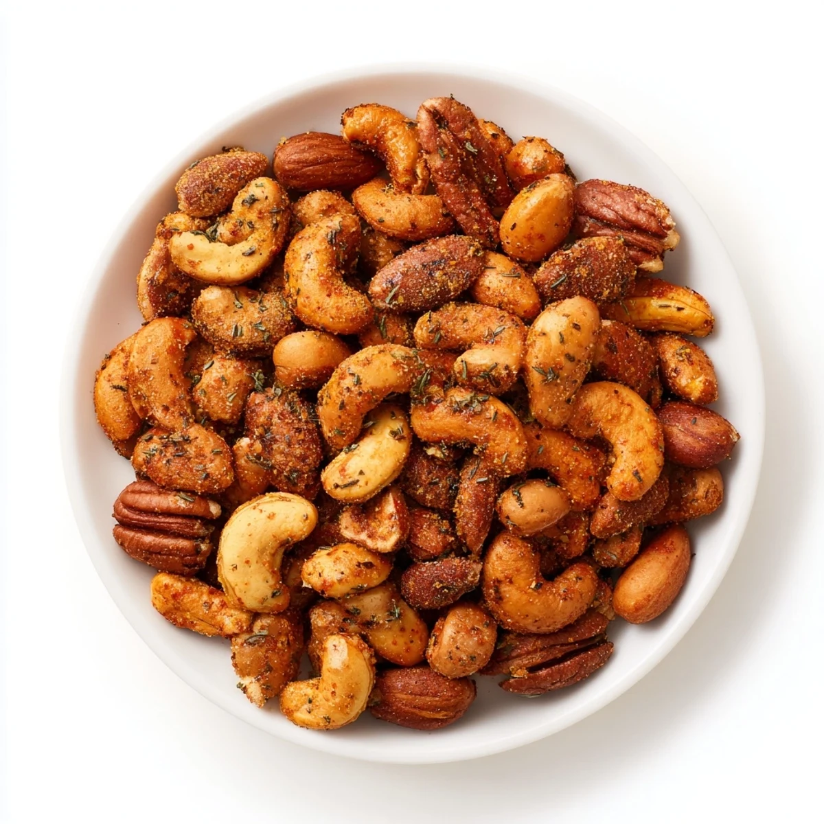 Spicy Nuts Mix with Cajun Seasoning spread on a baking sheet, ready to be enjoyed with a cold beer.