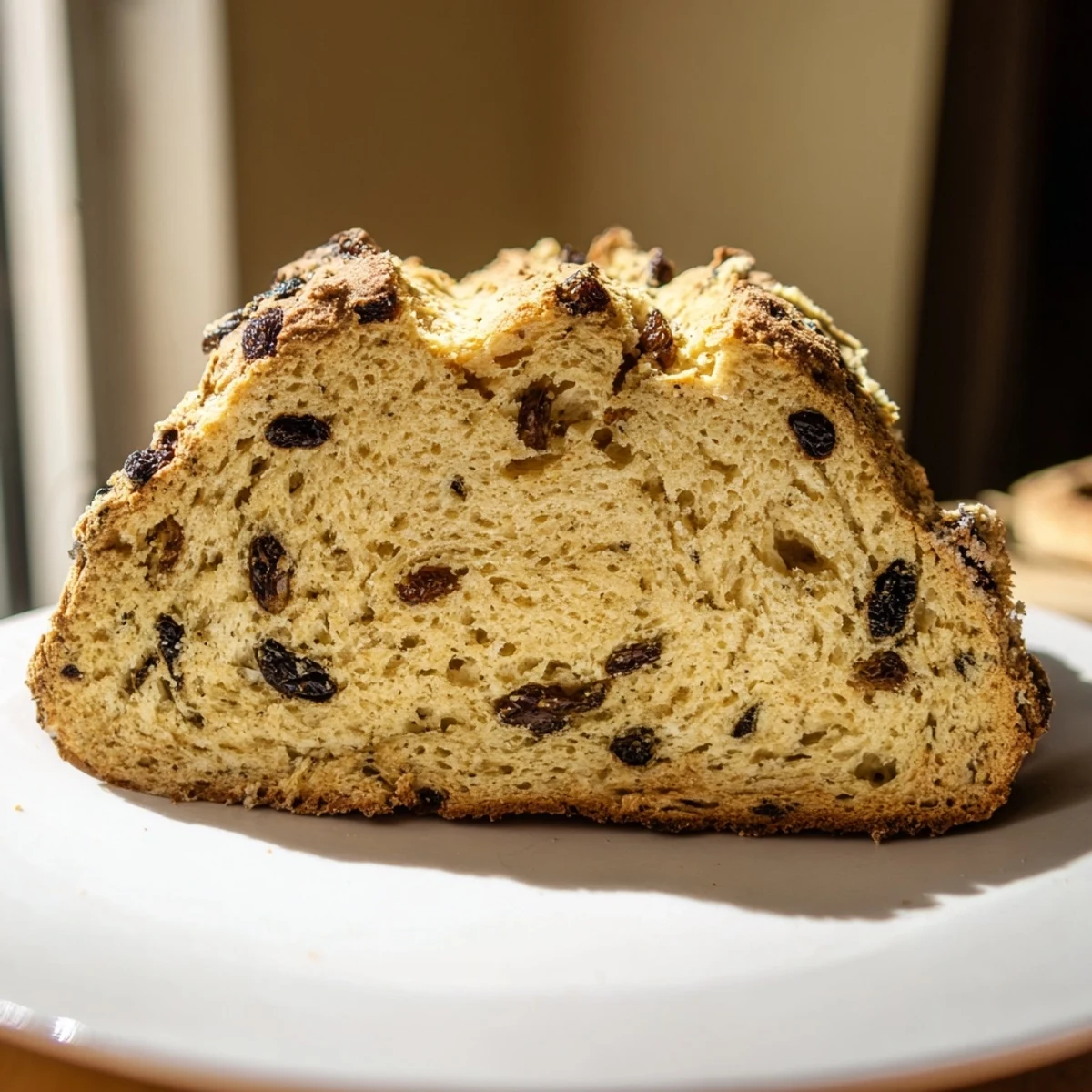 A rustic, warm loaf of Irish Soda Bread with Caraway, its crust lightly crisped and the tender interior perfect for pairing with hearty soup.