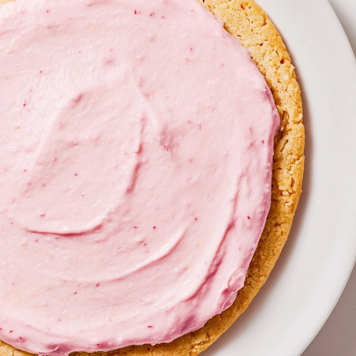 Warm Crumbl Pink Sugar Cookies are freshly frosted with pink almond icing on a bakery box.