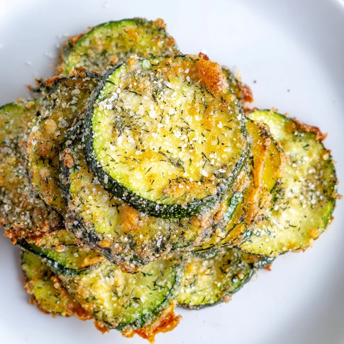 Homemade ranch cucumber chips cooling on baking rack with visible herb seasoning