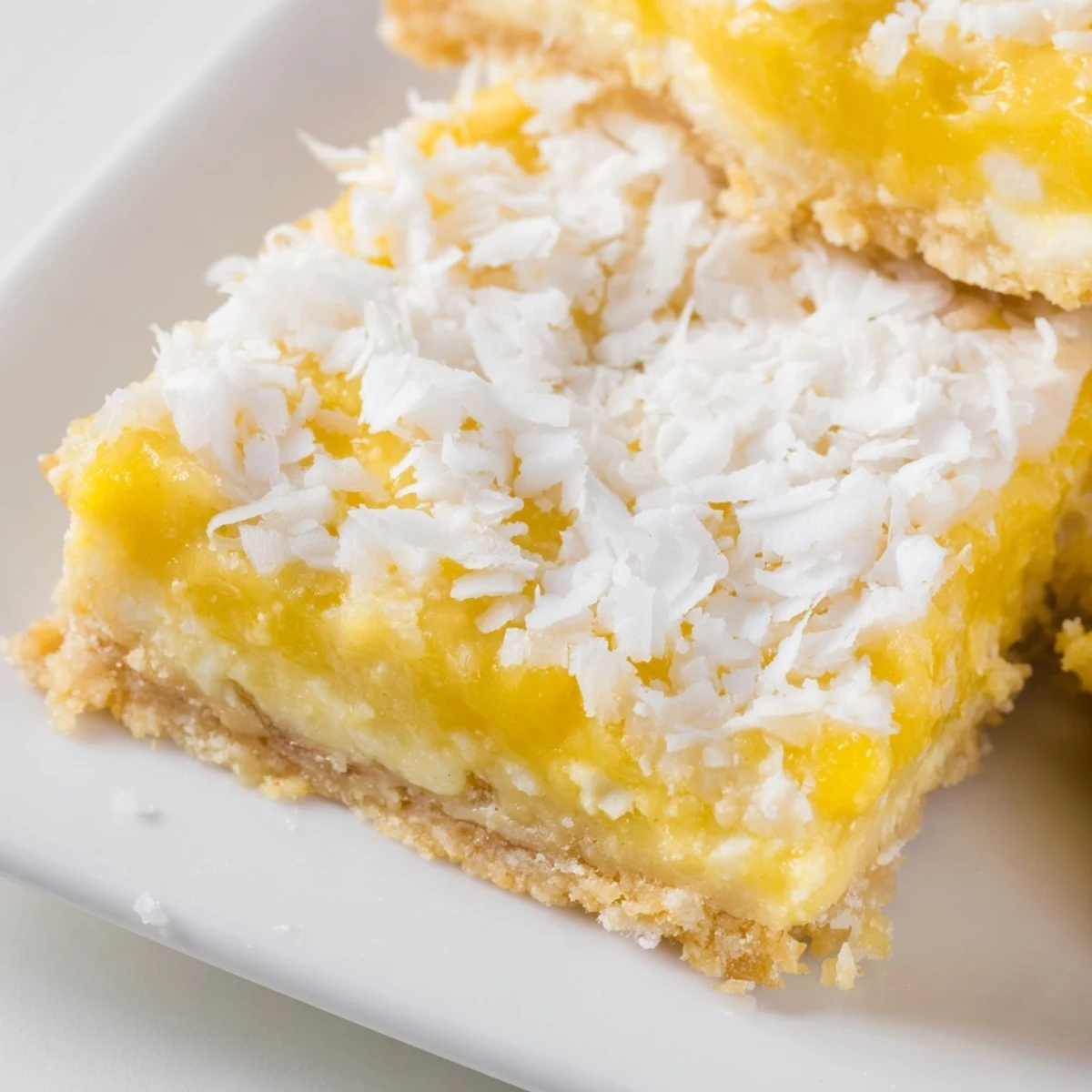Chewy tropical dessert bars featuring sweet mango and creamy coconut filling