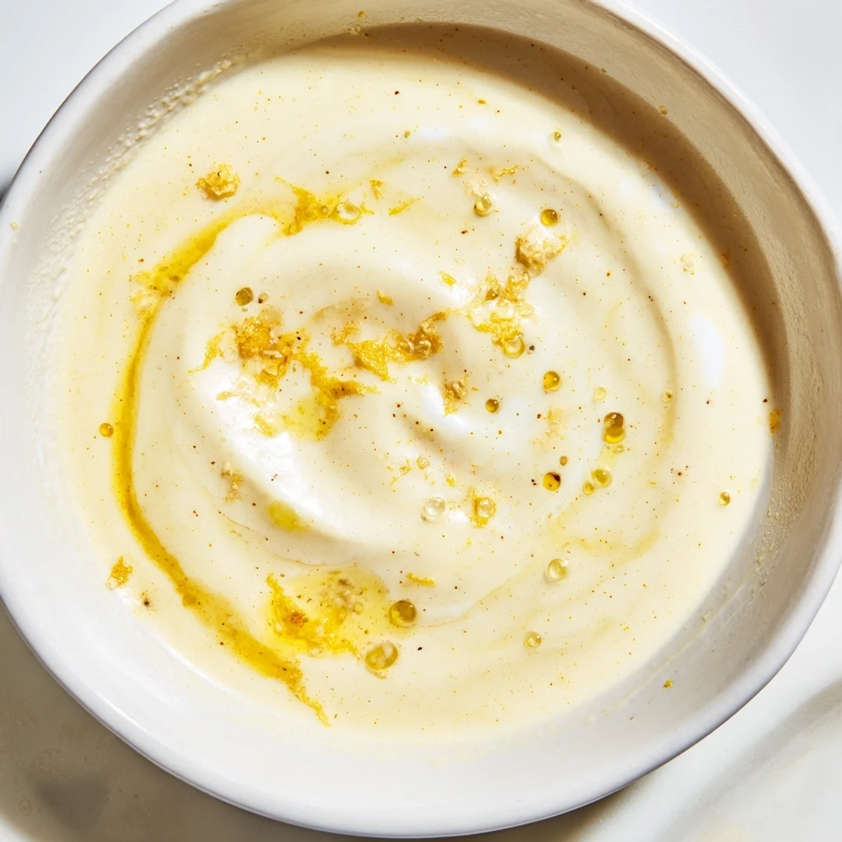 Bright yellow lemon vinaigrette poured generously over mixed greens and vegetables