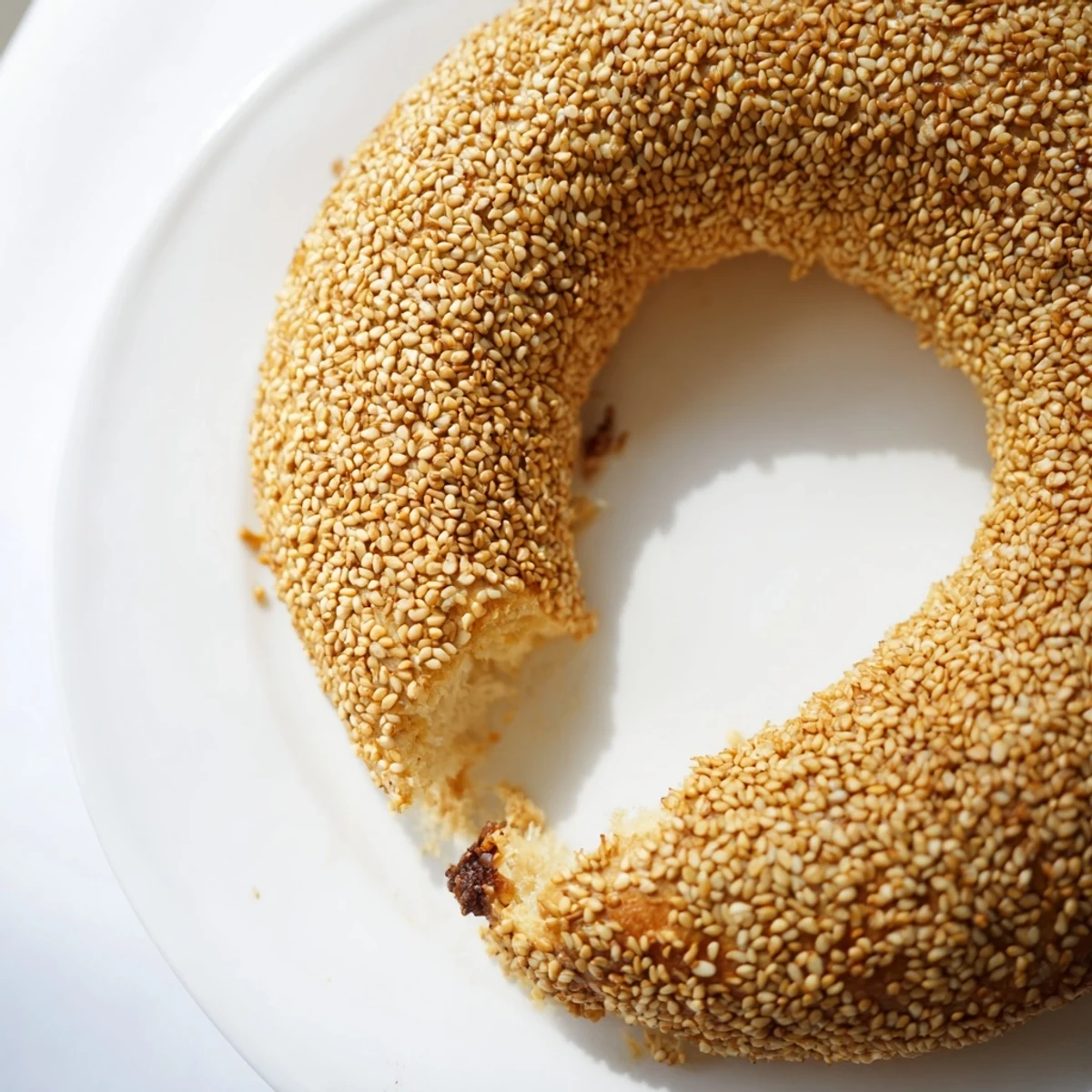 Mediterranean style sesame bread rings coated in toasted seeds and ready for serving