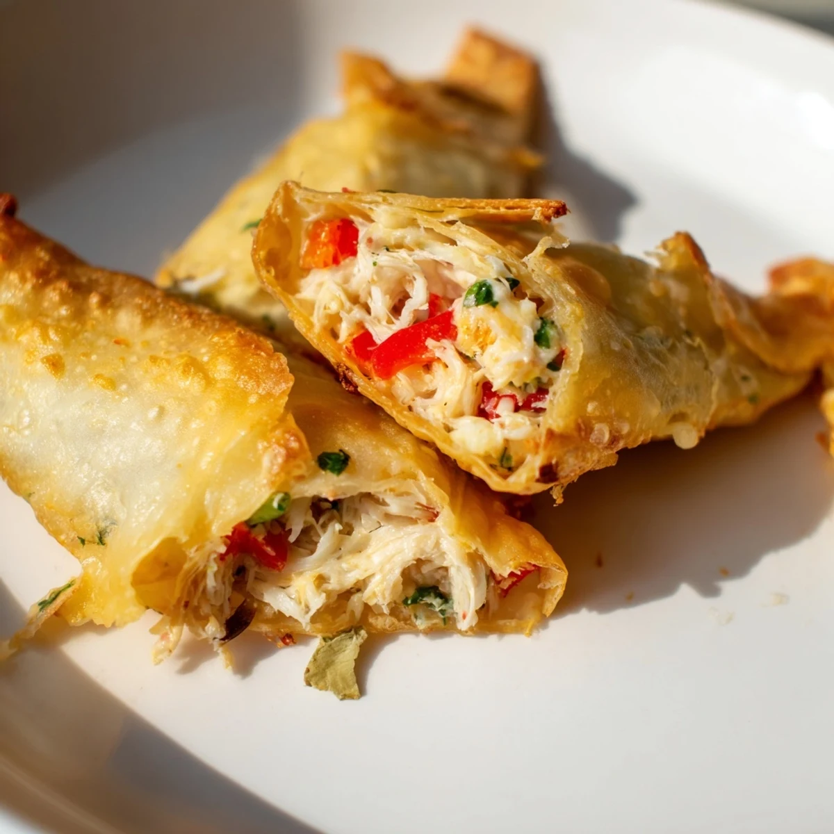 Delicious seafood tortilla bombs stuffed with creamy crab shrimp filling and melted Monterey Jack cheese