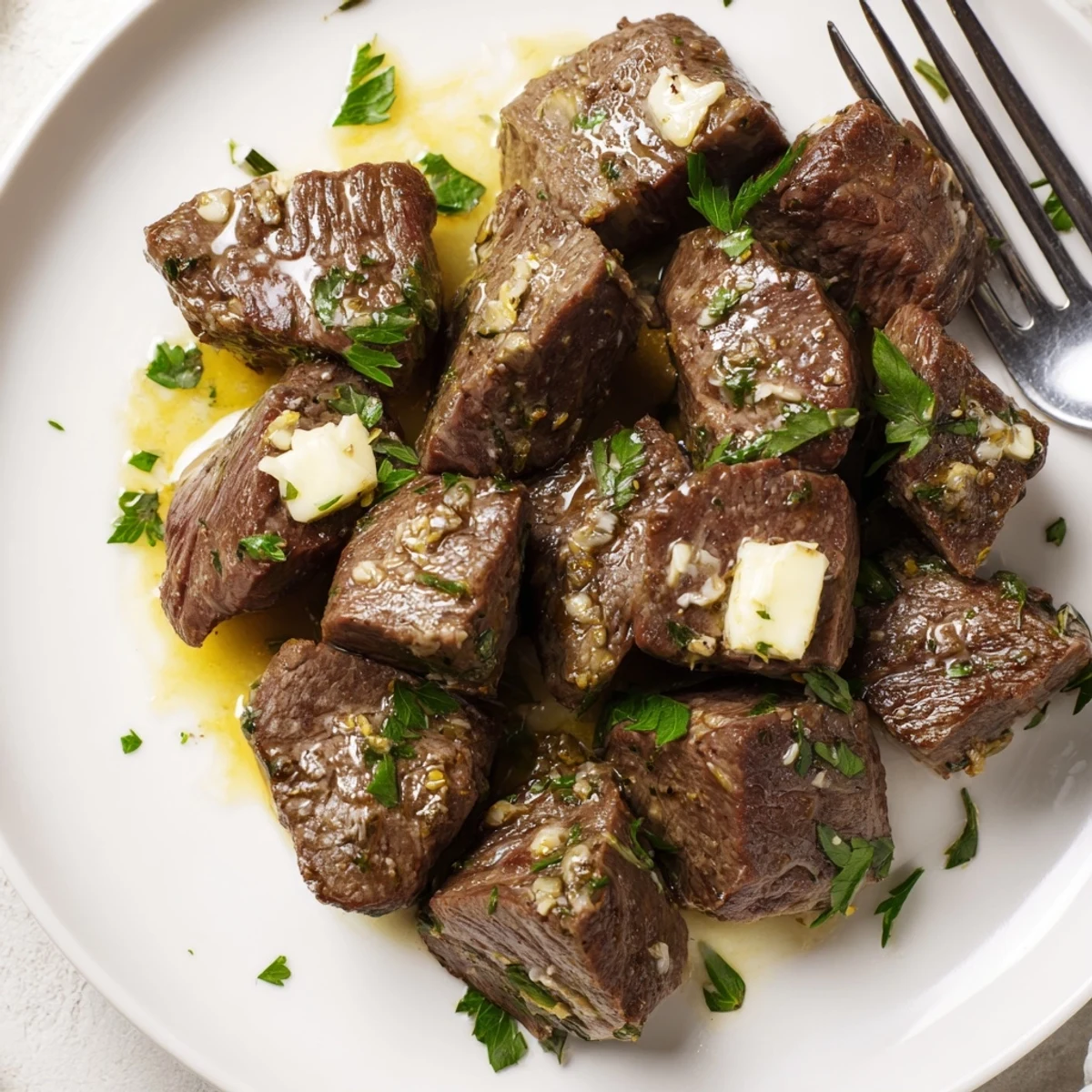 Savory slow cooker steak bites served over creamy mashed potatoes for a hearty dinner