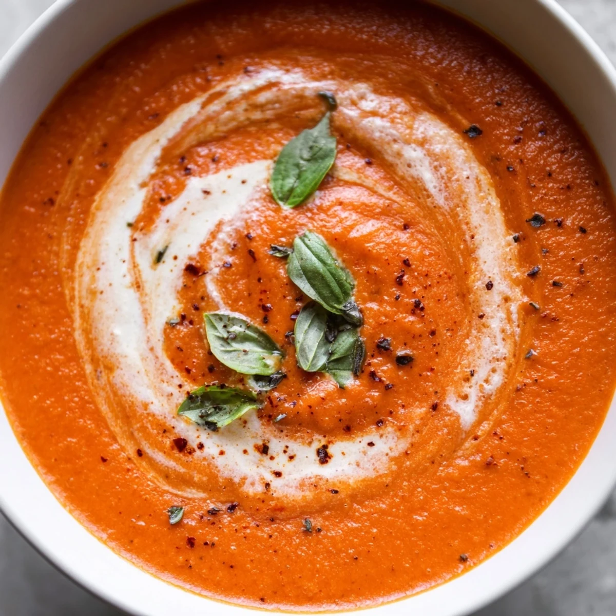Smoky fire roasted tomato soup paired with a golden grilled cheese sandwich