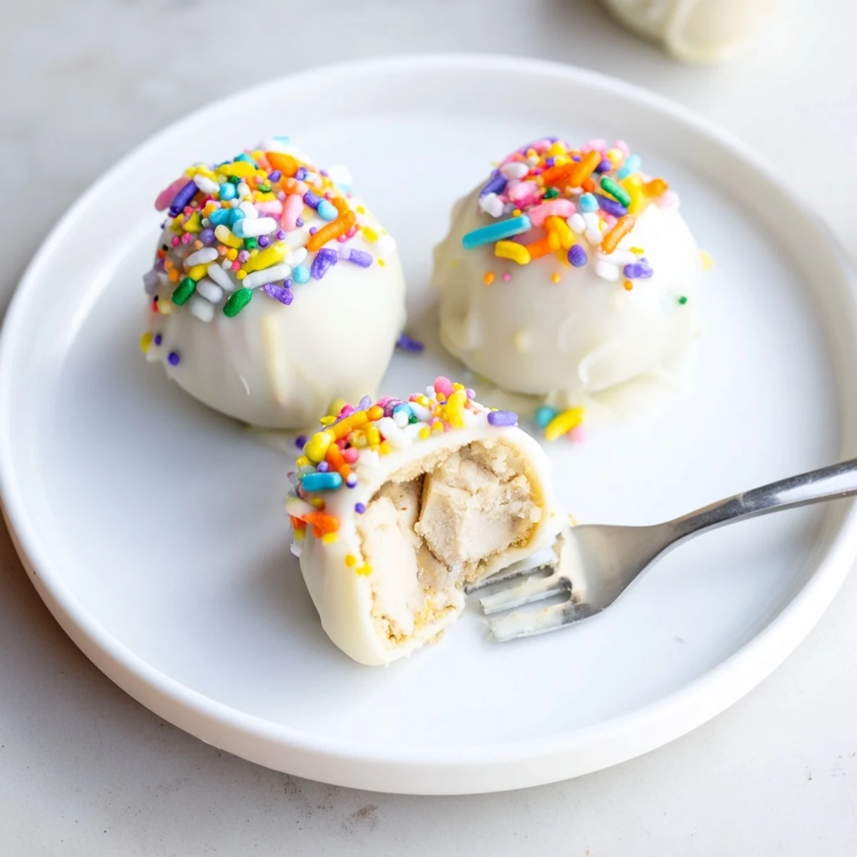 Golden vanilla wafer crumbs peek through white chocolate on these no-bake Banana Pudding Easter Truffles
