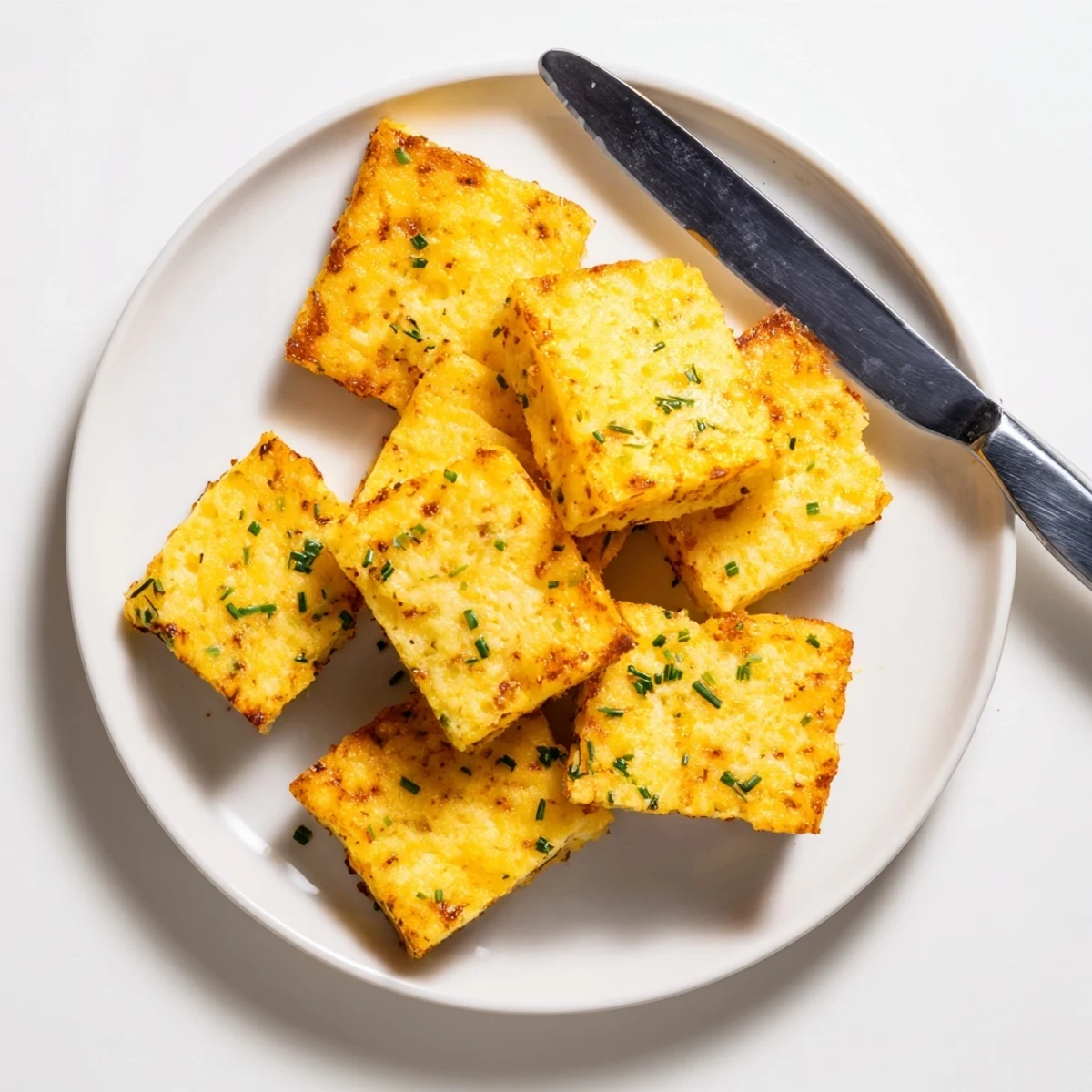 Golden baked cheese and herb snack bites arranged on a parchment-lined baking sheet