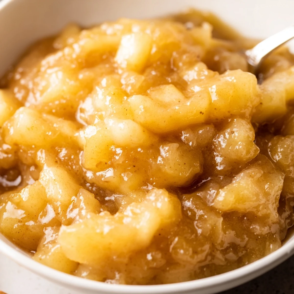 Homemade Fall Caramel Apple Jam with cinnamon aroma, chunky apple texture