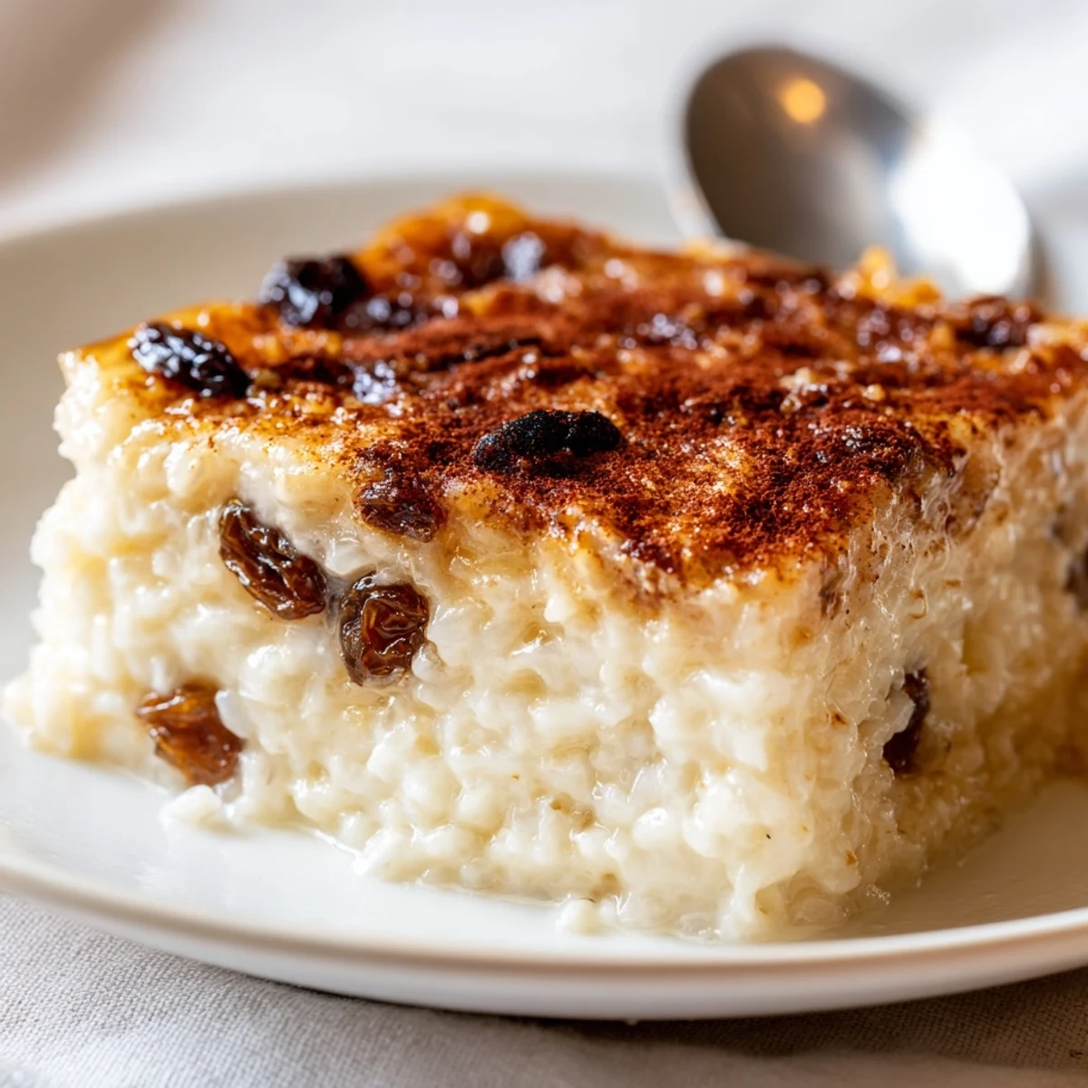 Creamy chilled Delicious Condensed Milk Baked Rice Pudding Recipe To Try, raisins optional