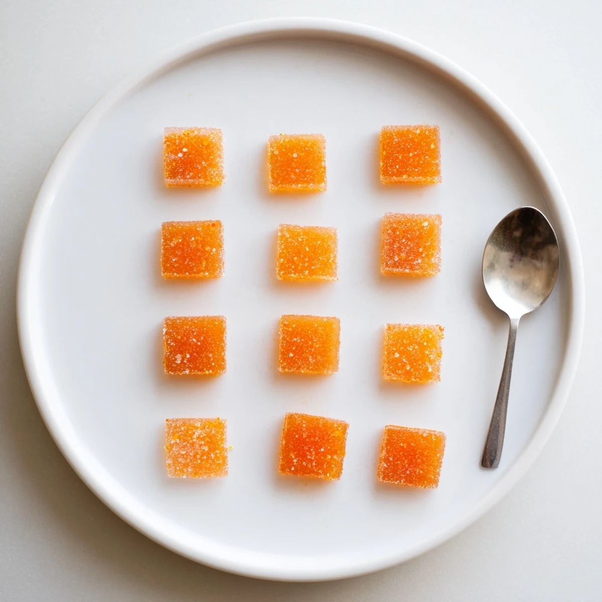 Bright Classic Homemade Orange Candy Recipe pieces on parchment, suggest pairing with tea