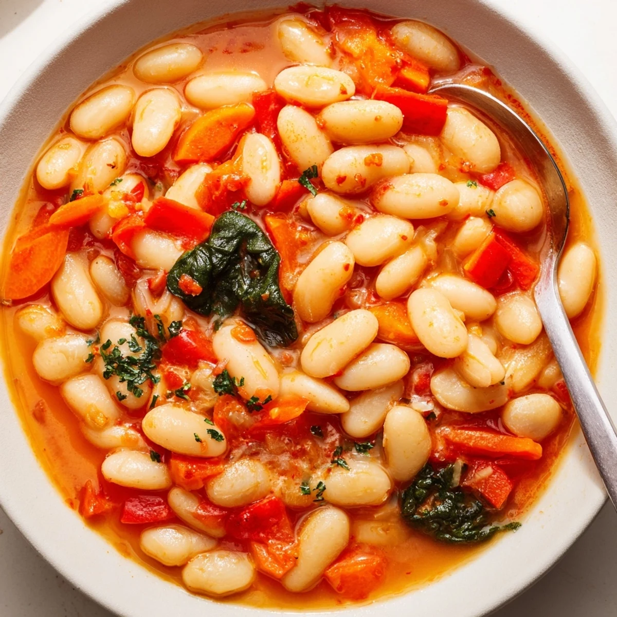 Hearty Spanish Butter Bean Stew Recipe with tomatoes, smoky paprika, crusty bread