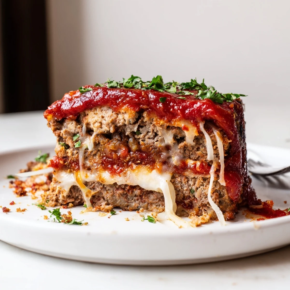 Hearty Pizza Meatloaf served with salad, juicy slices and golden crust