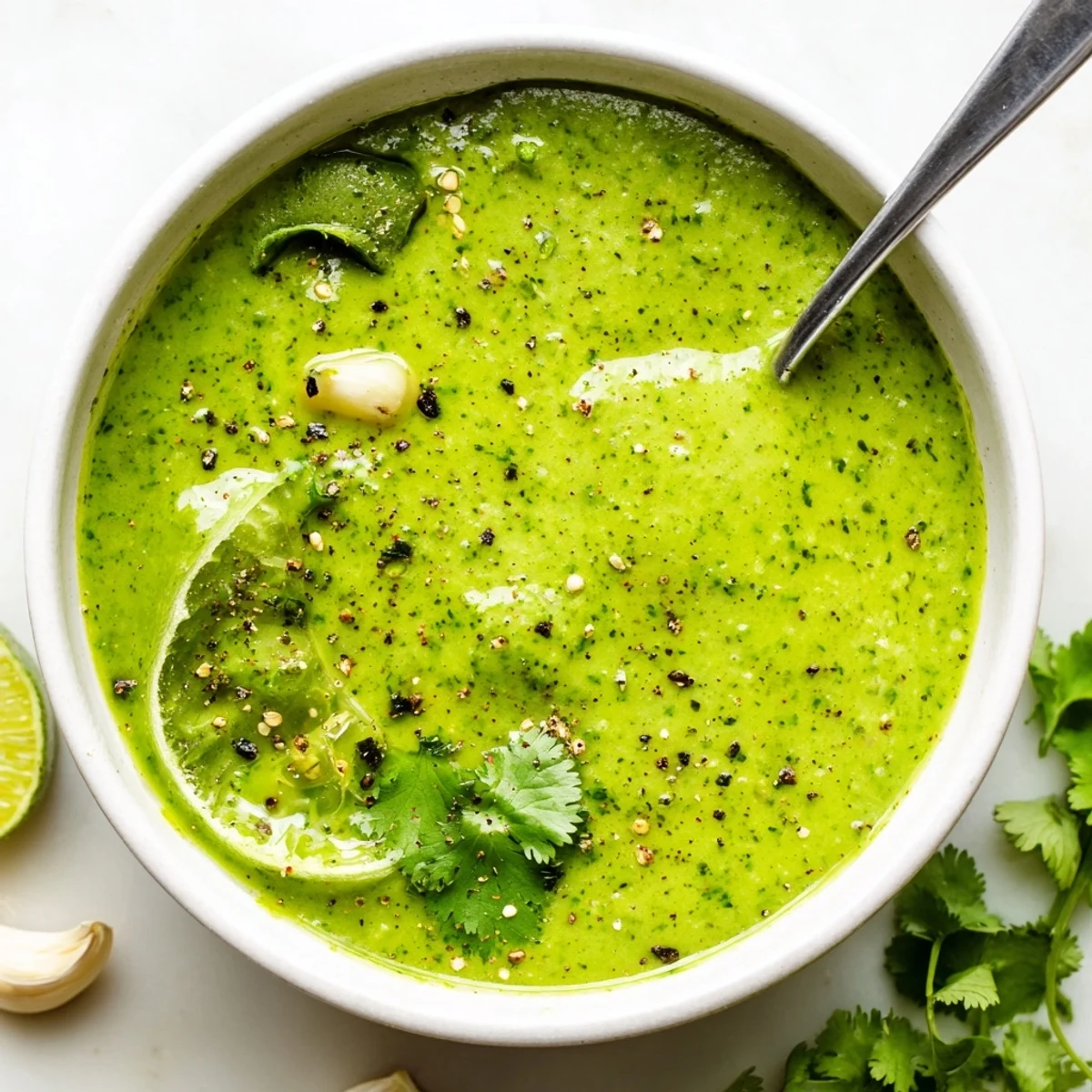 Creamy Cilantro Lime Fresh Dressing with garlic bite, perfect for tacos