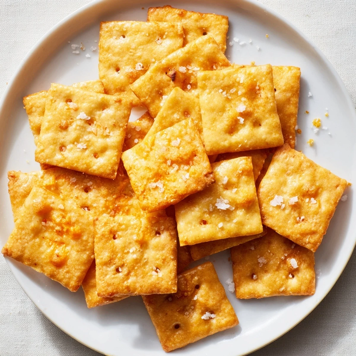 Fresh-baked Sourdough Cheddar Snack Crackers, tangy discard notes, sharp cheddar bite.