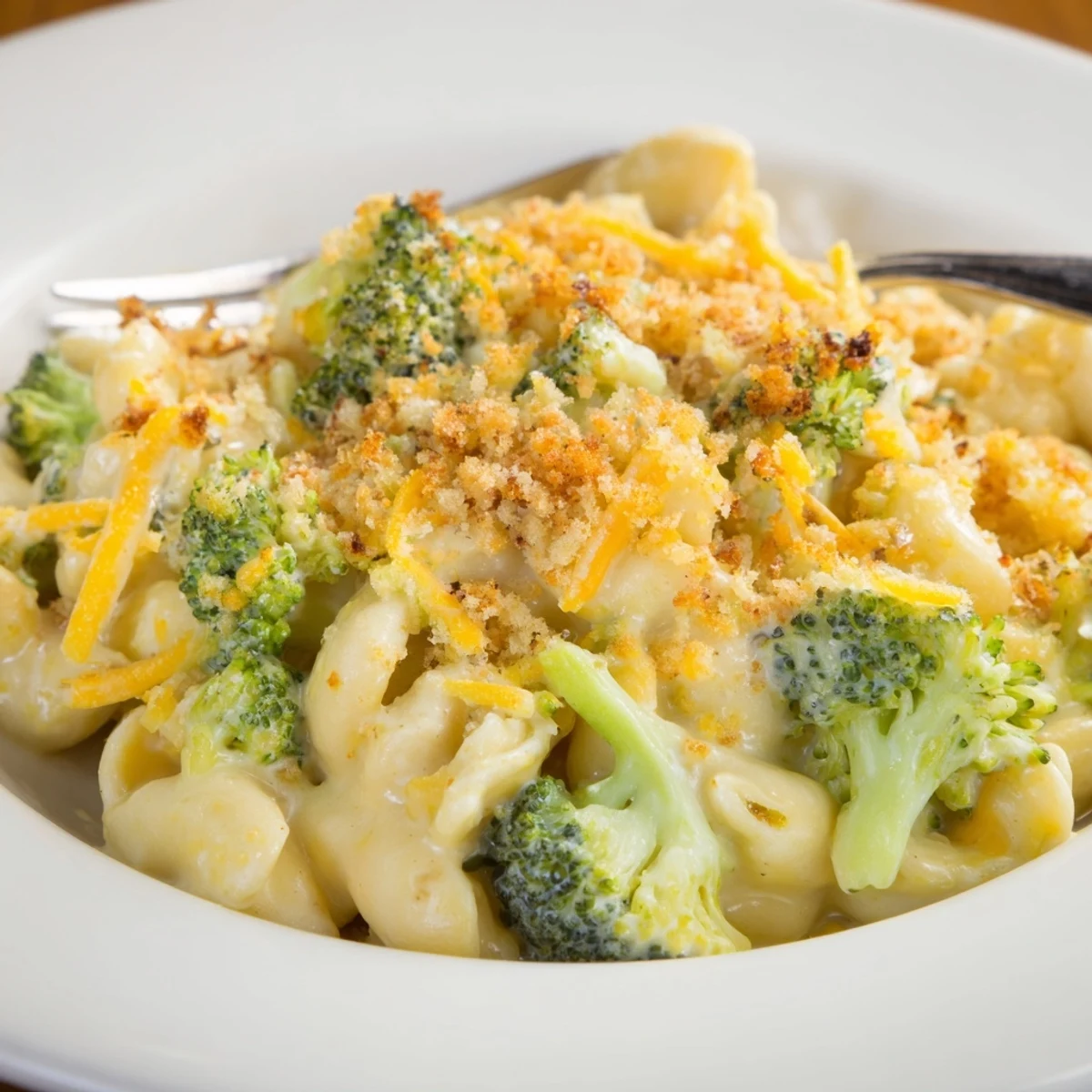 Broccoli Cheddar Noodle Skillet steaming, creamy cheddar sauce draping tender noodles and broccoli