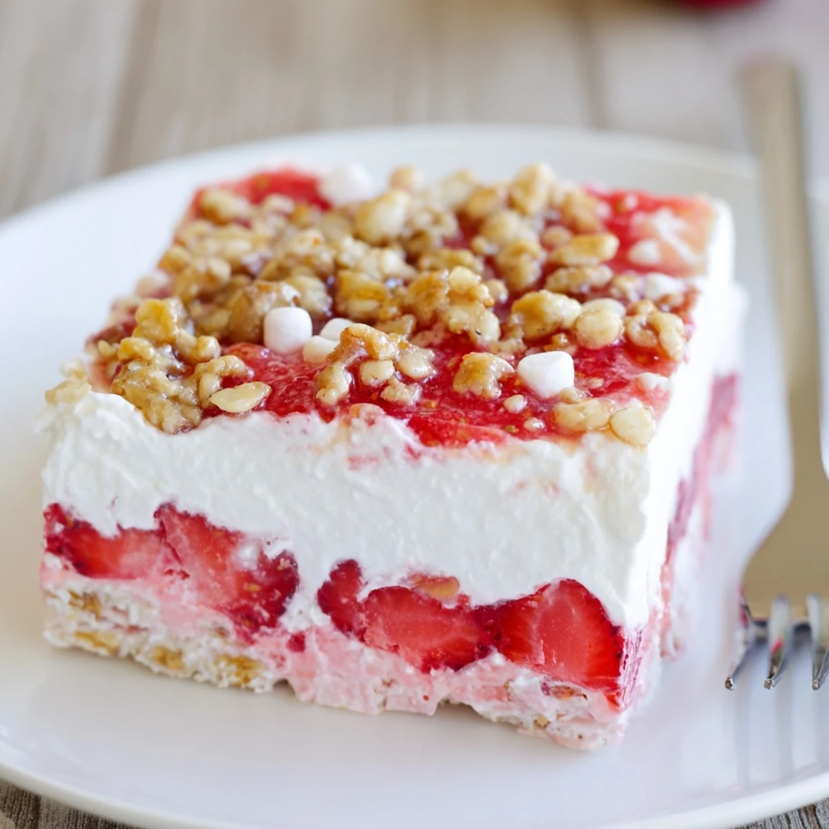 Spoon-ready Strawberry Crackle Salad served at potlucks, creamy sweet contrast with crunch