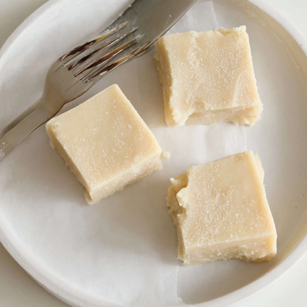 Kentucky Cream Candy arranged on parchment, glossy squares melting with creamy sweetness