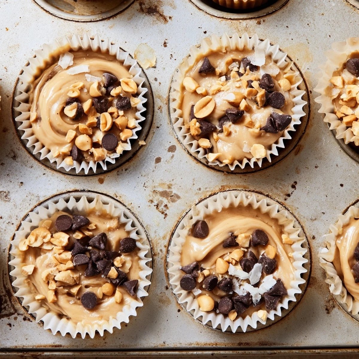 Golden peanut butter Greek yogurt bites with crunchy peanuts on white background