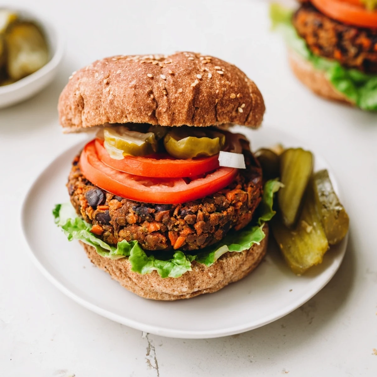 Golden pan-fried veggie burgers recipe loaded with mashed beans, oats, and colorful diced vegetables