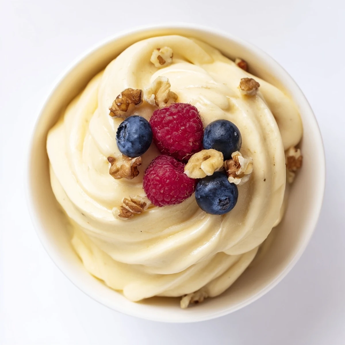 Vegan banana nice cream recipe with smooth texture drizzled with chocolate and granola