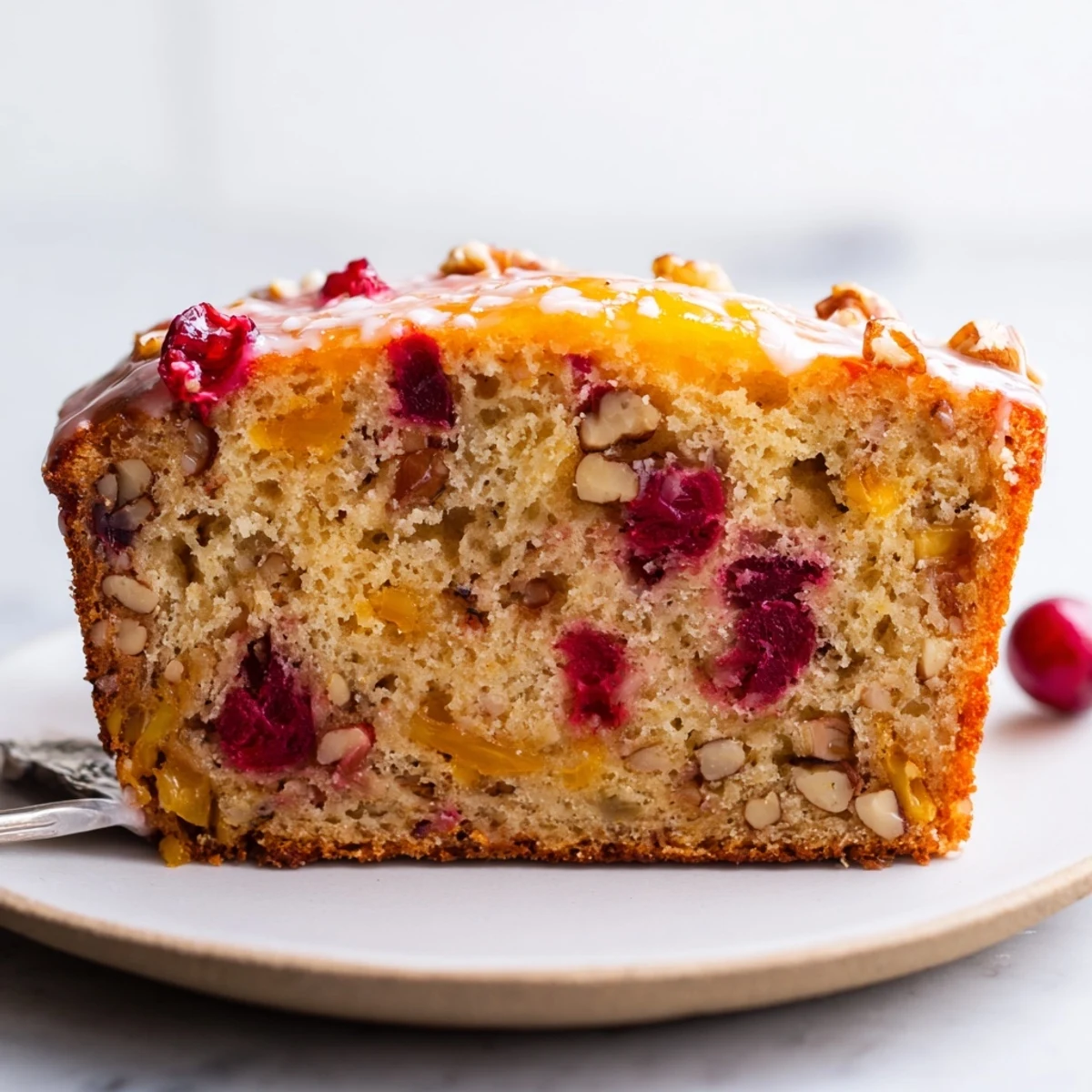 Tart cranberries and bright zest shine inside Cranberry Orange Bread slices.