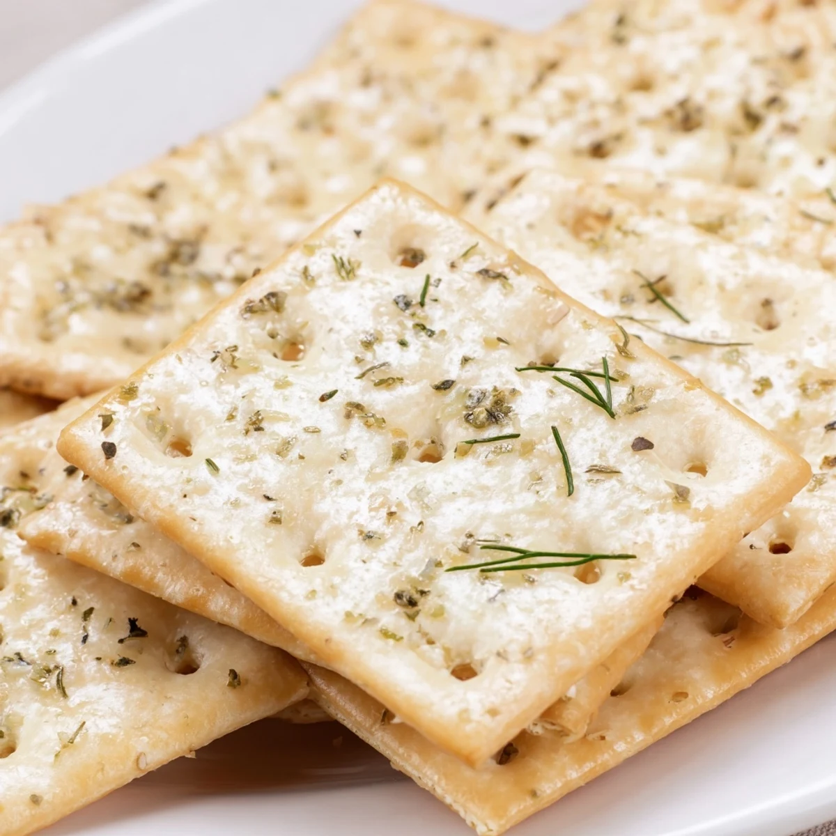 Dill Pickle Saltines Recipe served with creamy dip, crunchy, salty, bright dill