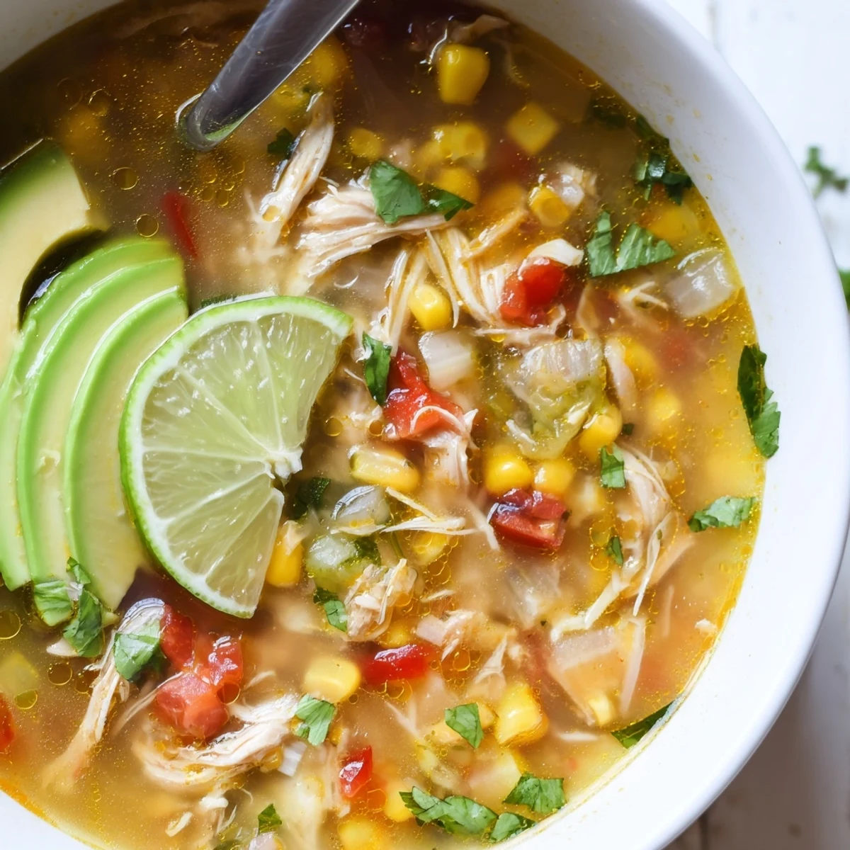 Bold zesty chicken lime soup recipe steaming in bowl with cilantro garnish