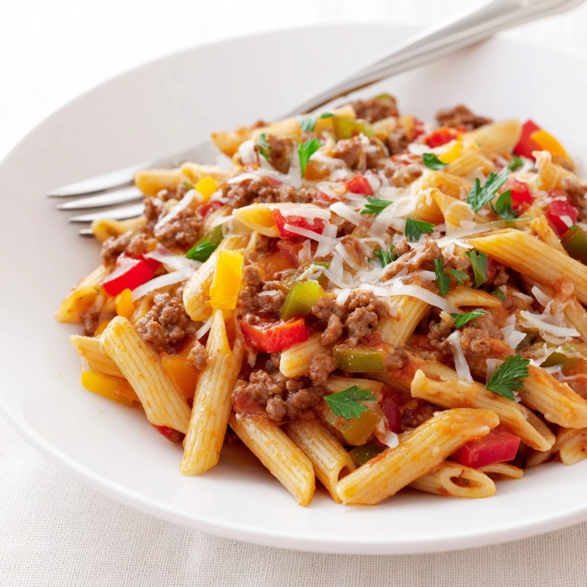 Served hot as a weeknight dinner, Cheesy Stuffed Pepper Skillet Pasta shines.