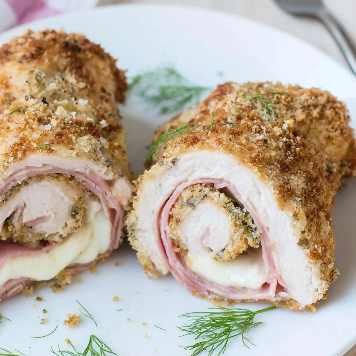 Serving platter of Crispy Pickle Brined Chicken Rolls beside creamy coleslaw