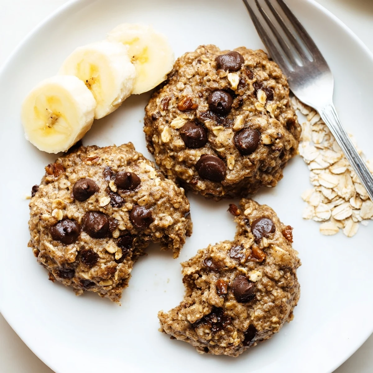 Banana Oat Cookies cooling on a wire rack, golden edges, chewy.