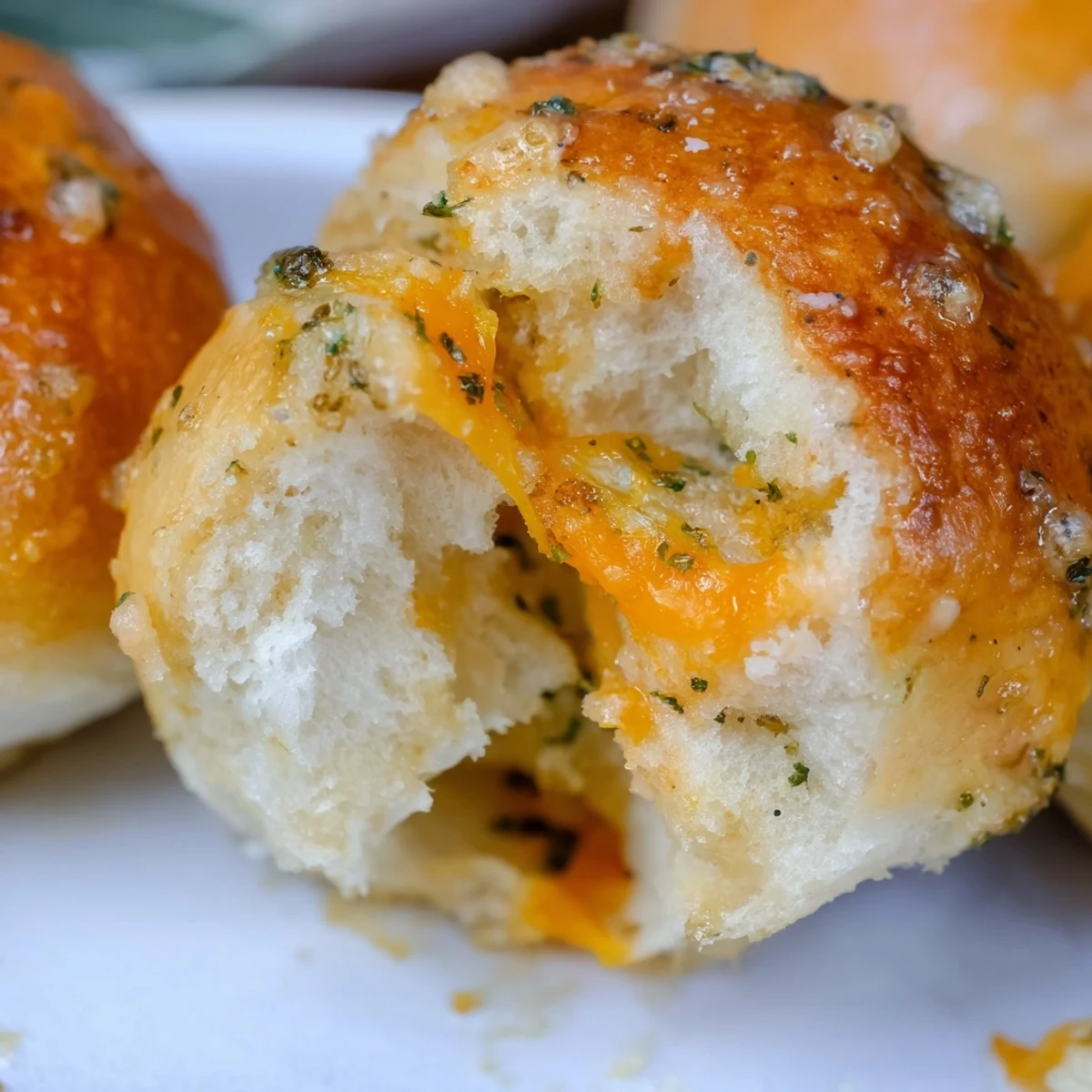 Triple Cheese Garlic Stuffed Bread Bites on parchment, sprinkled with flaky sea salt
