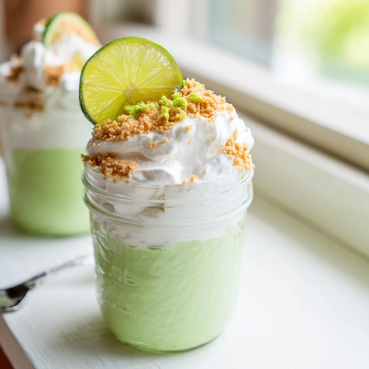 Creamy key lime chia pudding topped with coconut whipped cream and fresh lime zest