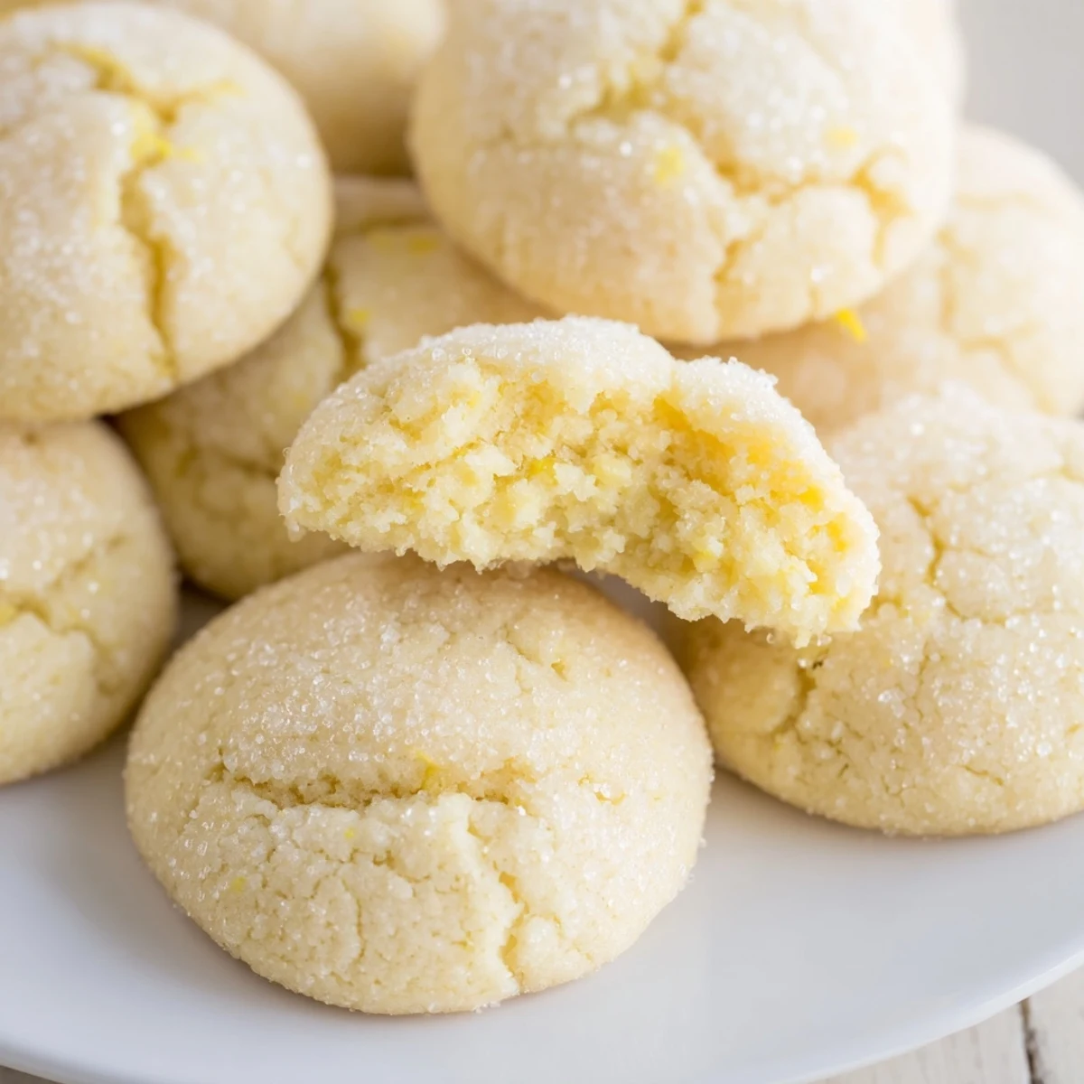 Stack of Soft Chewy Lemon Cookies beside Earl Grey, buttery, citrusy, soft