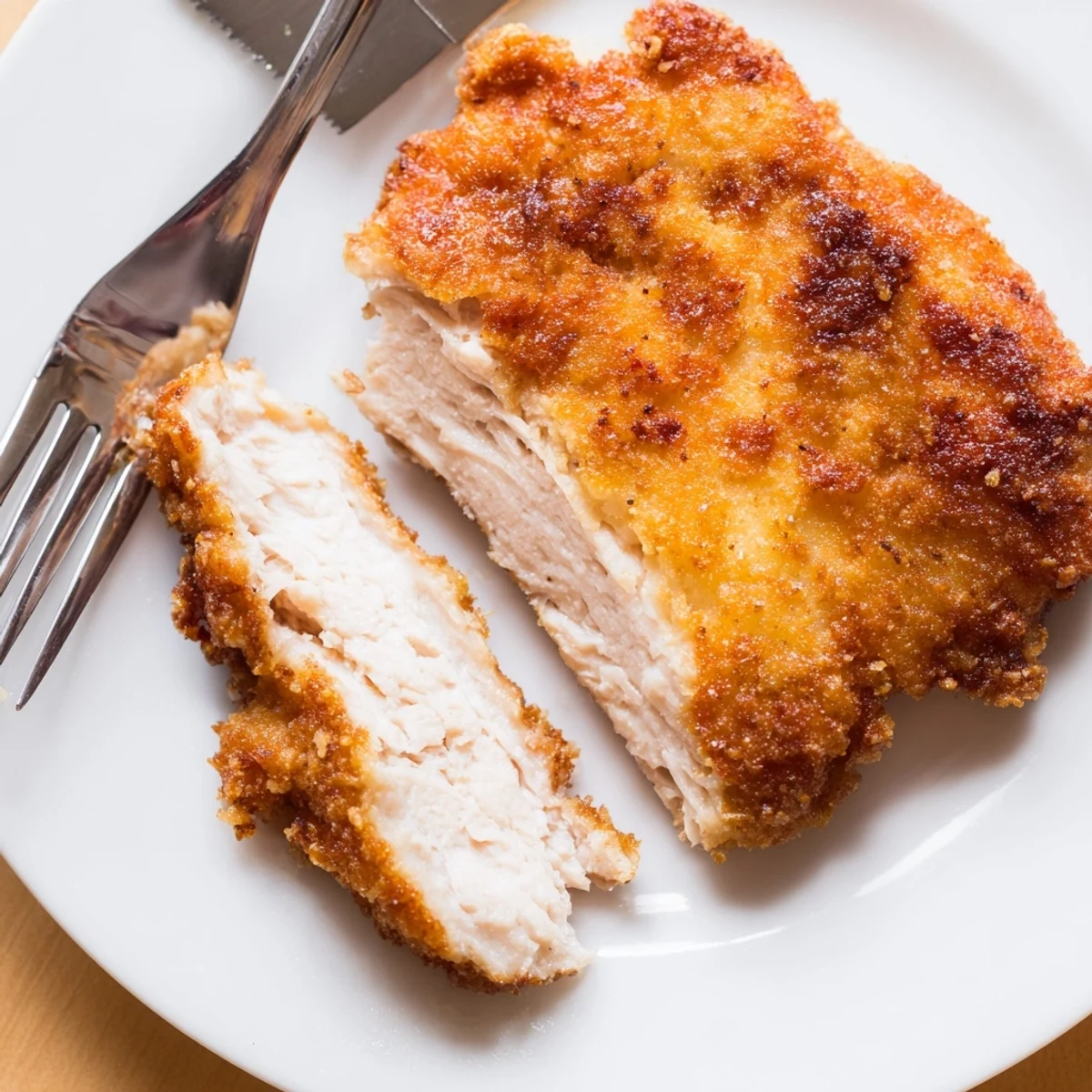 Buttermilk-brined Fried Chicken Breast resting on paper towels, steaming and crunchy.
