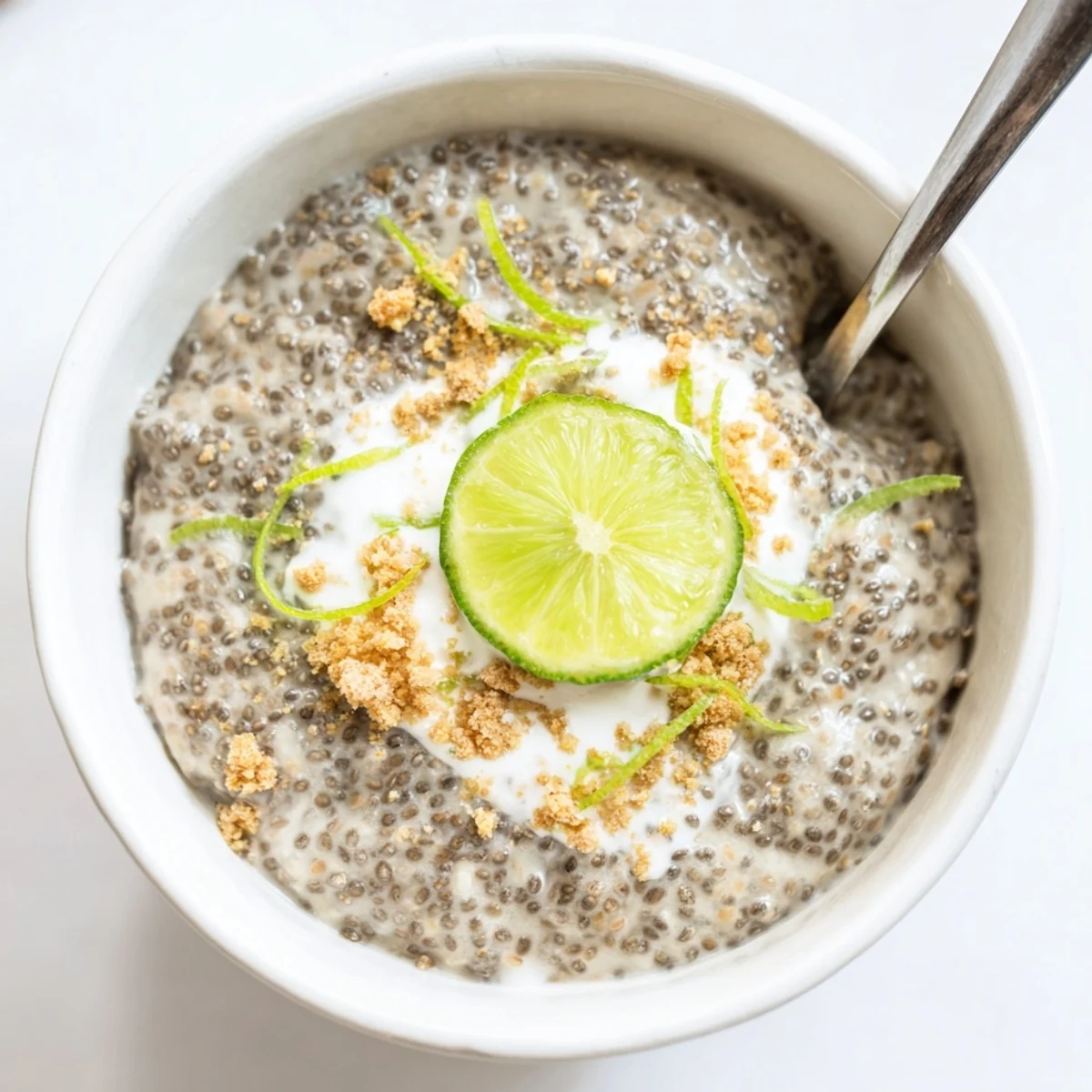 Key Lime Chia Pudding in tall jar, tangy aroma and silky creaminess  