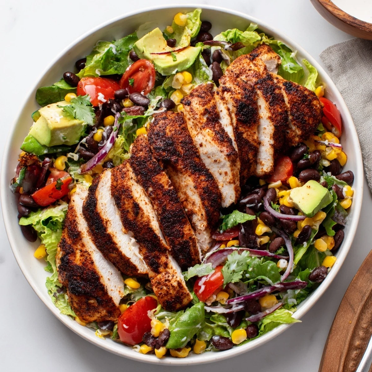 Bright, crisp greens dressed in zesty lime-cilantro dressing on Southwestern Chicken Salad
