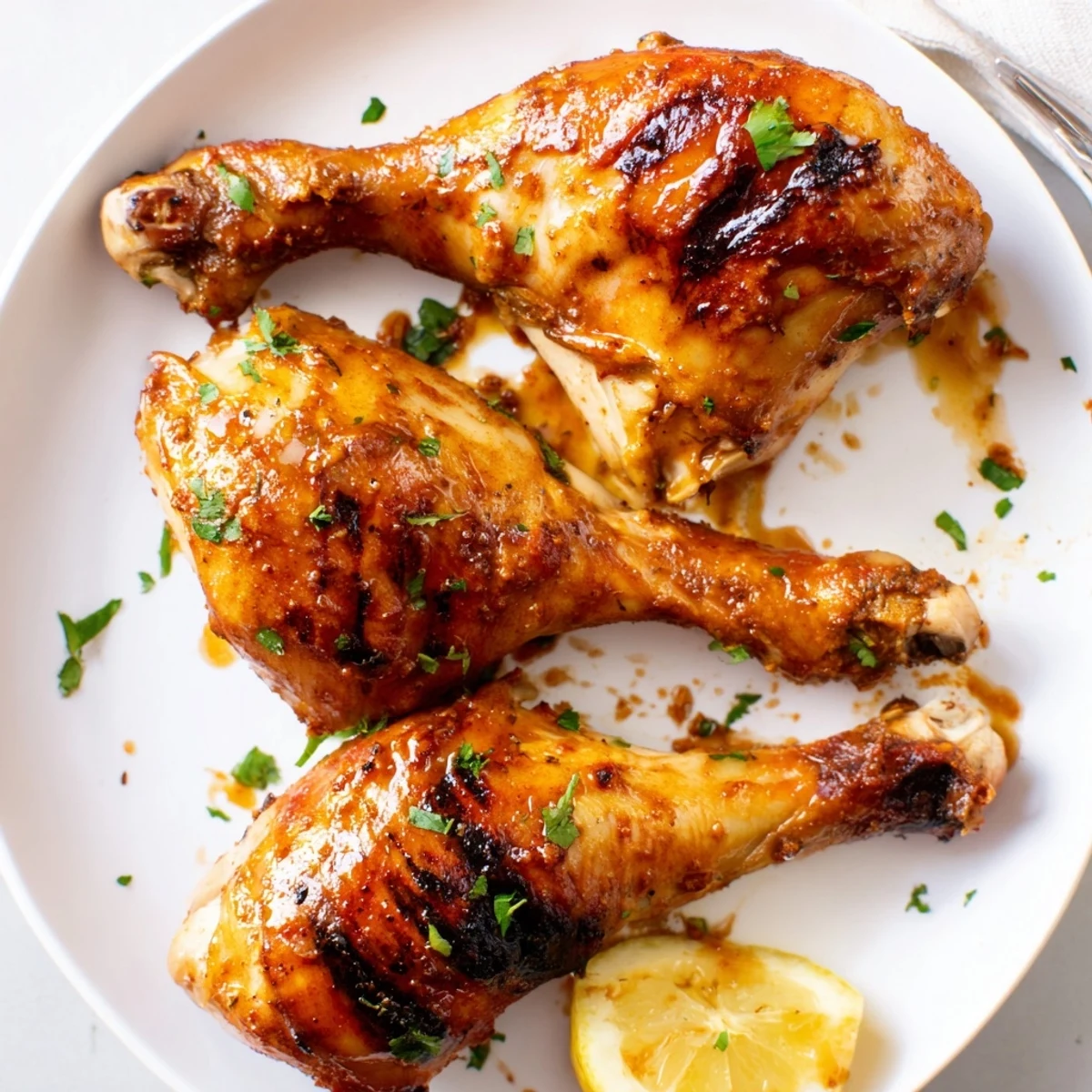 Oven roasted Tandoori Chicken showing deep red spice crust, served with naan